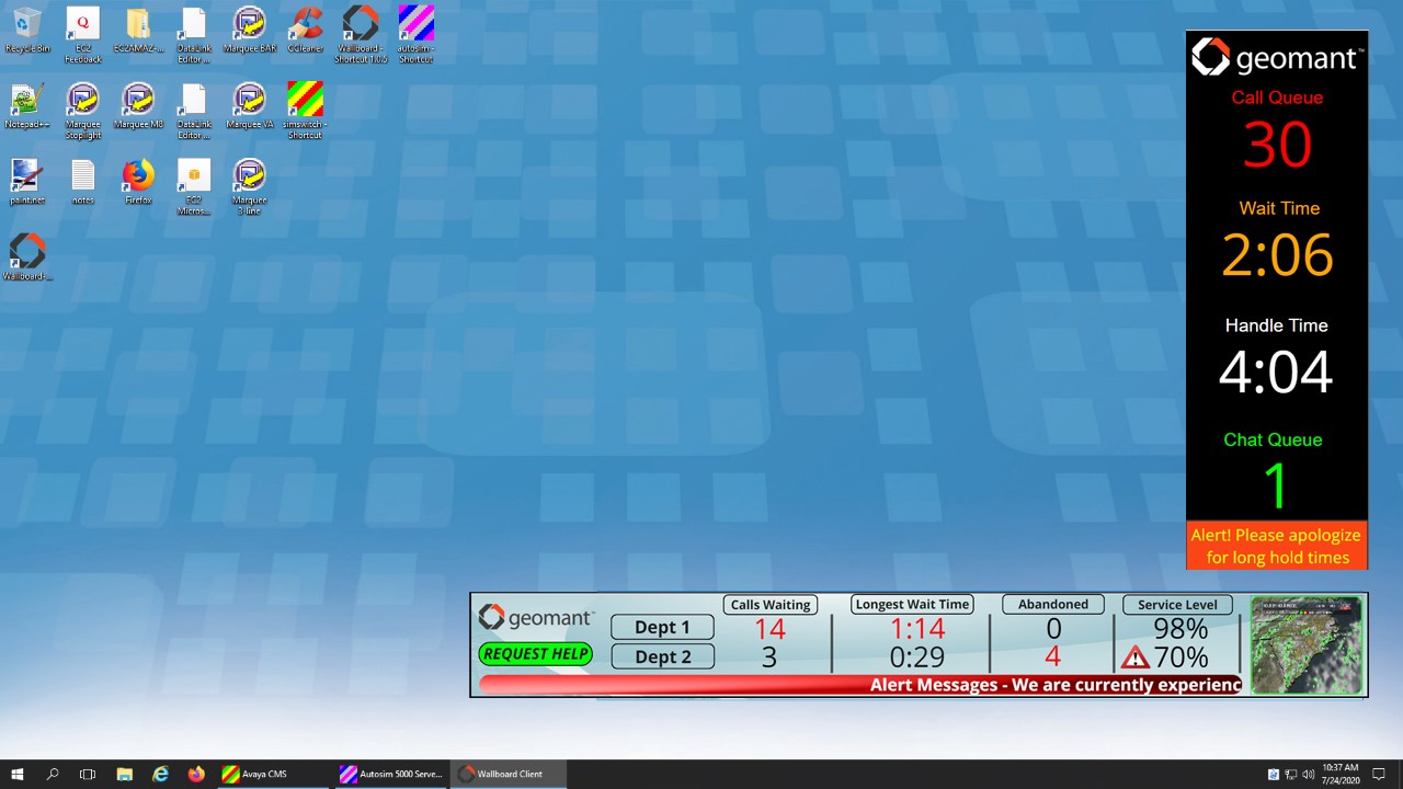 screenshot of Geomant Wallboard